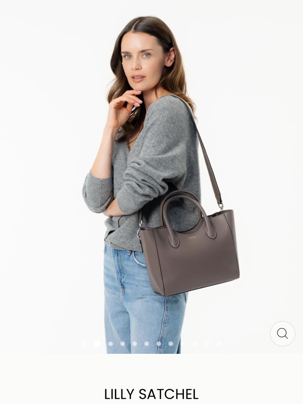 AALLYN Lilly Leather Satchel in Woodberry with Detachable Strap - Picture 2 of 5